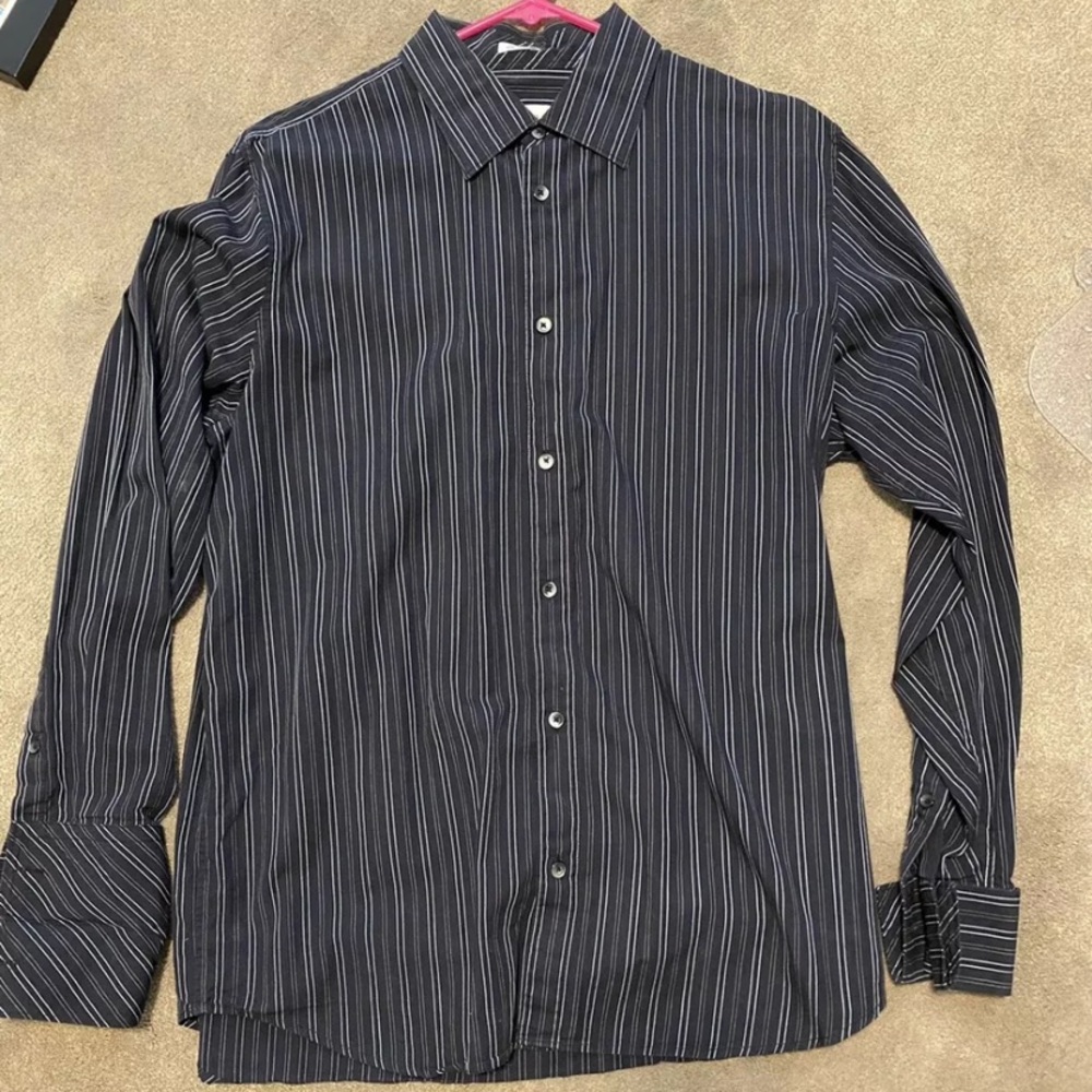 Calvin Klein Mens Dress Shirt Stripe Sz. M